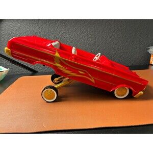 WWE Wrestling Action Figure Car Red Gold Flame Convertible Low Rider Toy